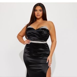 Black Satin Maxi Dress
